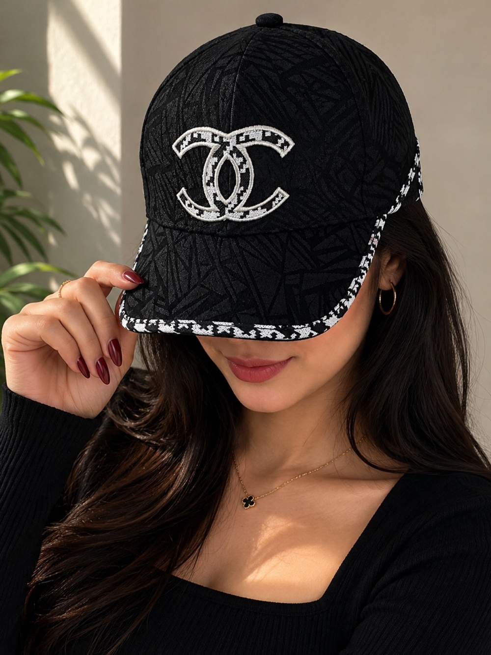 Black Embroidered Logo Baseball Cap - Women's Accessories